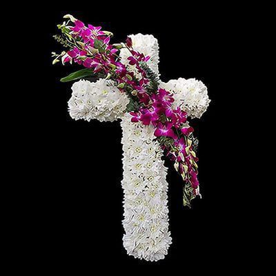 Cruce Funerara F24 - Crizanteme, Orhidee
