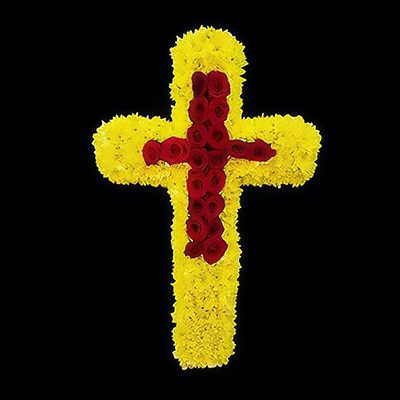 Cruce florala Funerare 24 - Crizanteme, Trandafiri