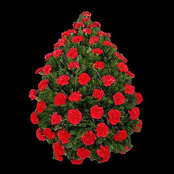 Coroana Funerara F24 din 60 de fire de garoafe rosii.