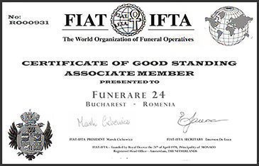 Certificare internationala pt echipa noastra - atat transport funerar cat si toate serviciile furnizate.