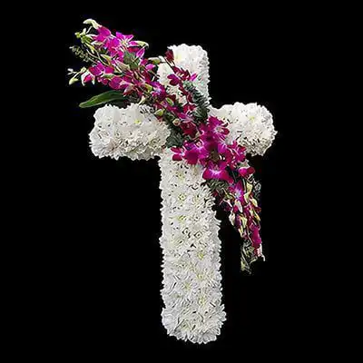 Cruce Funerara F24 - Crizanteme, Orhidee